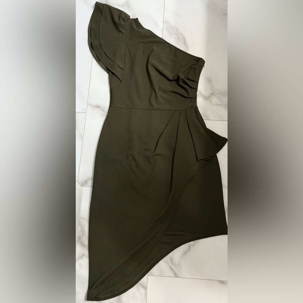 Chic Asymmetrical Olive Dress